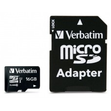 Карта памяти Verbatim microSDHC 16Gb + Adapter (44082)