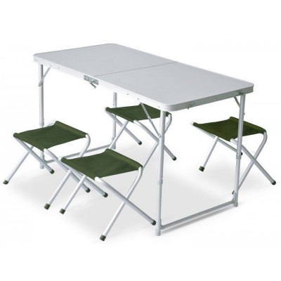 Masa și scaune pliante pentru camping Pinguin Set table + 4 stools Green