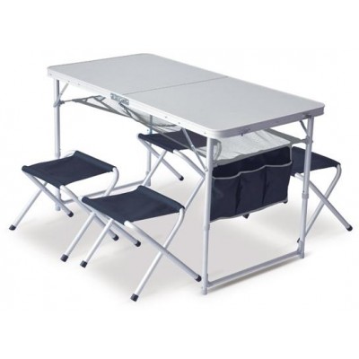 Masa și scaune pliante pentru camping Pinguin Set table + 4 stools Petrol