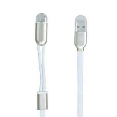 USB Кабель Remax Binary Lightning+Micro Cable White