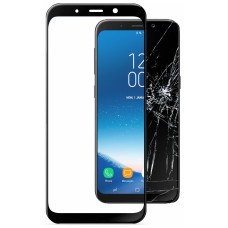 Sticlă de protecție pentru smartphone CellularLine Tempered Glass for Samsung Galaxy A8 (2018) curved Black