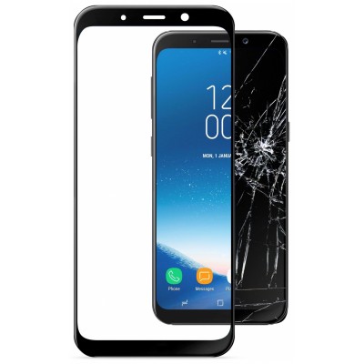 Защитное стекло для смартфона CellularLine Tempered Glass for Samsung Galaxy A8 (2018) curved Black