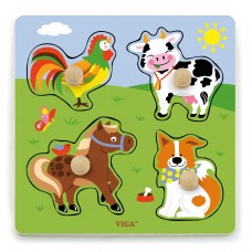 Развивающий набор Viga Big Wooden Knob Puzzle - Farm Animals (50839)