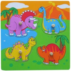 Puzzle Viga 4 Wooden Flat Puzzle - Dinosaurs (59565)