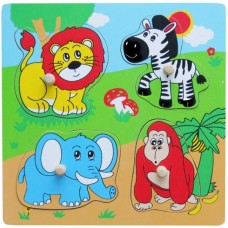 Puzzle Viga 4 Wooden Flat Puzzle - Wild Animals (59563)