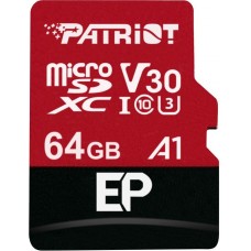 Карта памяти Patriot 64Gb EP Series MicroSDXC V30 A1 U3 Class 10 + SD Adapter (PEF64GEP31MCX)