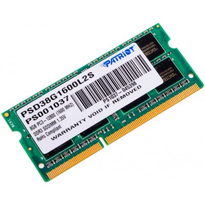 Оперативная память Patriot Signature Line 8Gb DDR3-1600MHz SODIMM (PSD38G1600L2S)