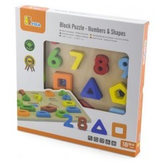 Развивающий набор Viga Block Puzzle-Numbers and Shapes (50119)