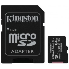 Карта памяти Kingston microSD 64Gb Class10 A1 UHS-I + SD Adapter (SDCS2/64GB)