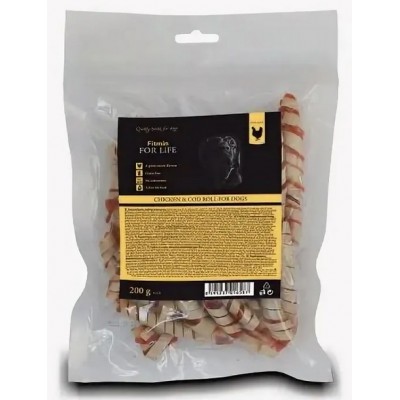 Snackuri pentru câini Fitmin For Life Treat Chicken & Cod Roll 200g