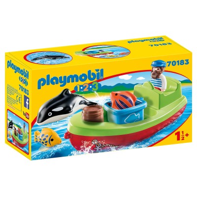 Navă Playmobil 1.2.3: Fisherman with Boat (PM70183)