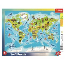 Puzzle Trefl 25 Frame World map with animals (31340)