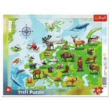 Puzzle Trefl 25 Frame Europe map with animals (31341)