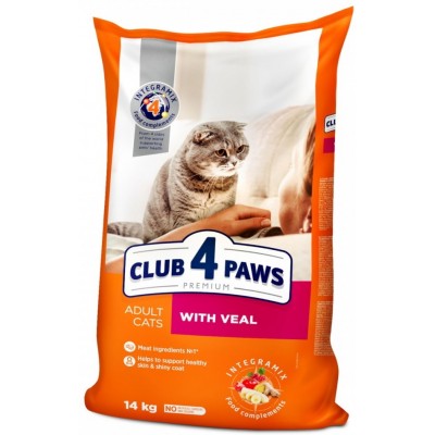 Сухой корм для кошек Клуб 4 лапы Adult Cats Veal 14kg