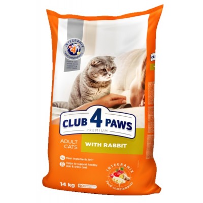 Hrană uscată pentru pisici Клуб 4 лапы Adult Cats Rabbit 14kg