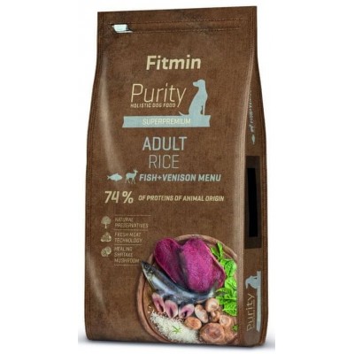 Hrană uscată pentru câini Fitmin Purity Adult Rice Fish & Venison 12kg