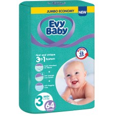 Подгузники Evy Baby Midi 3/64pcs.