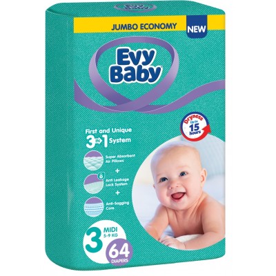 Подгузники Evy Baby Midi 3/64pcs.