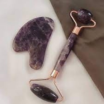 Роликовый массажер для лица Ebag Set Roller and Gua Sha Violet