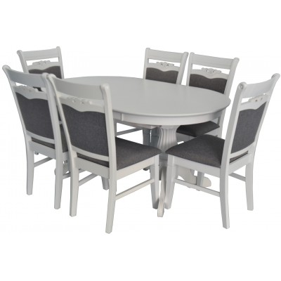 Set masă și scaune Evelin HV 33V White + 6 стульев HV-3167 White/NV-10WP Grey