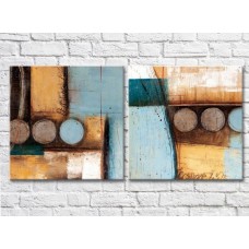 Pictură ArtPoster Light Blue and Yellowish/Brown circles (3417507)