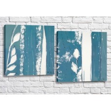 Pictură ArtPoster Abstraction Blue/White leaves (3417513)