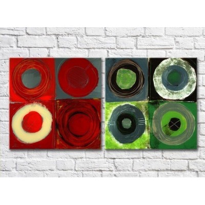 Pictură ArtPoster Abstract canvas Red/Green colored circles (3417514)