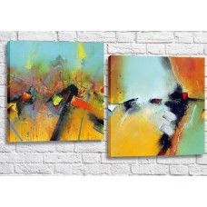 Pictură ArtPoster Abstraction canvas Turquoise/Orange (3417510)