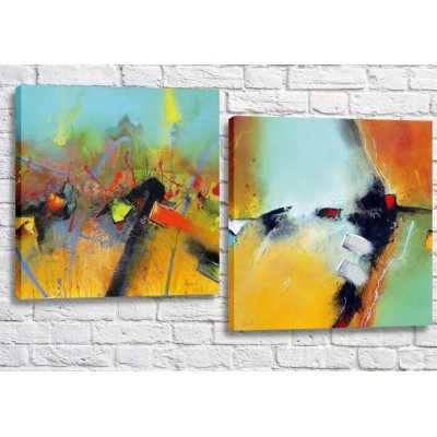 Pictură ArtPoster Abstraction canvas Turquoise/Orange (3417510)