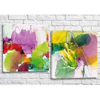 Pictură ArtPoster Bright abstraction canvas Green/Violet (3417502)