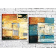 Pictură ArtPoster Abstraction canvas Black/Turquoise/Orange (3417489)