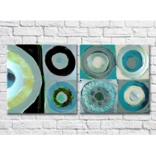 Pictură ArtPoster Abstract canvas Turquoise colored circles 2 (3417490)