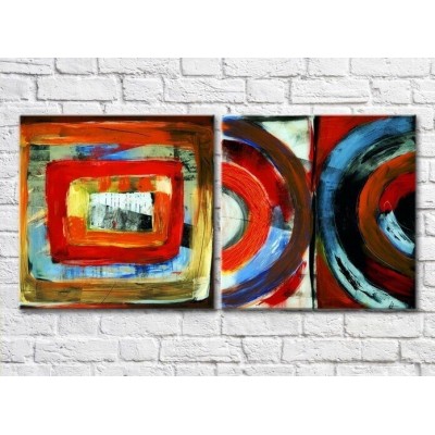 Картина ArtPoster Abstract canvas Red/Blue colored circles (3417491)