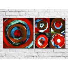 Pictură ArtPoster Abstract canvas Red colored circles (3417494)