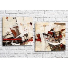 Pictură ArtPoster Abstraction canvas Gray/Red/Orange and Black (3417488)