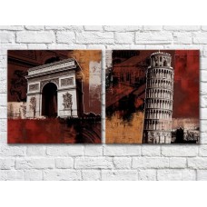 Картина ArtPoster Building Big Ben Tower of Pisa Arc de Triomphe 1 (2495209)