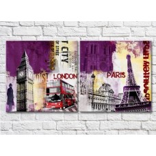 Картина ArtPoster Purple building the Eiffel Tower Big Ben (2495212)