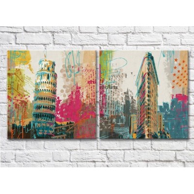 Картина ArtPoster New York architectural sketches Leaning Tower of Pisa (2495218)