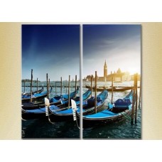 Pictură ArtPoster Diptych Gondolas/Venice (2502409)