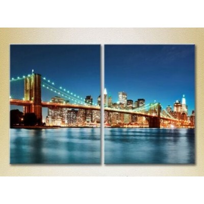 Pictură ArtPoster Night Brooklyn bridge 02 (2502468)