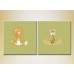 Картина ArtPoster Puppy and giraffe on a Green background (2225888)