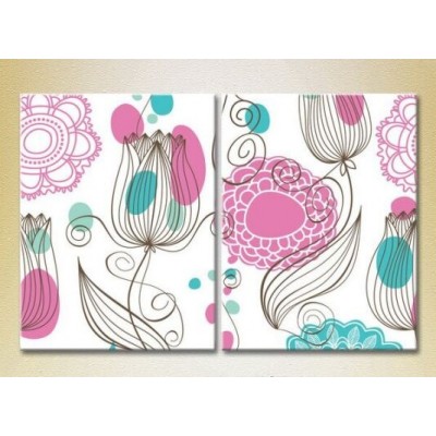 Картина ArtPoster Pink/Turquoise floral background 02 (2225818)