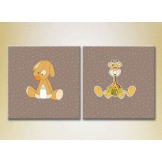 Картина ArtPoster Puppy and giraffe on Brown background (2225886)