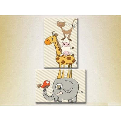 Картина ArtPoster Elephant/giraffe/cow and cat (2225885)