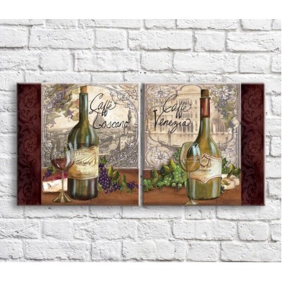 Картина ArtPoster Wine bottle and grapes on architecture background (3478716)