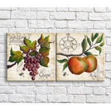 Картина ArtPoster Apples and grapes oil on the background of the text (3478772)