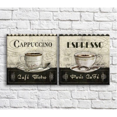 Pictură ArtPoster Cappuccino and espresso on Black/White background (3478732)