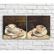 Картина ArtPoster Cappuccino and espresso on Black background (3478733)