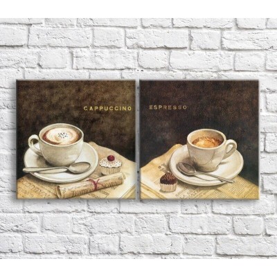 Картина ArtPoster Cappuccino and espresso on Black background (3478733)