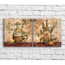 Картина ArtPoster Bottles with olive oil on a background of patterns (3478719)